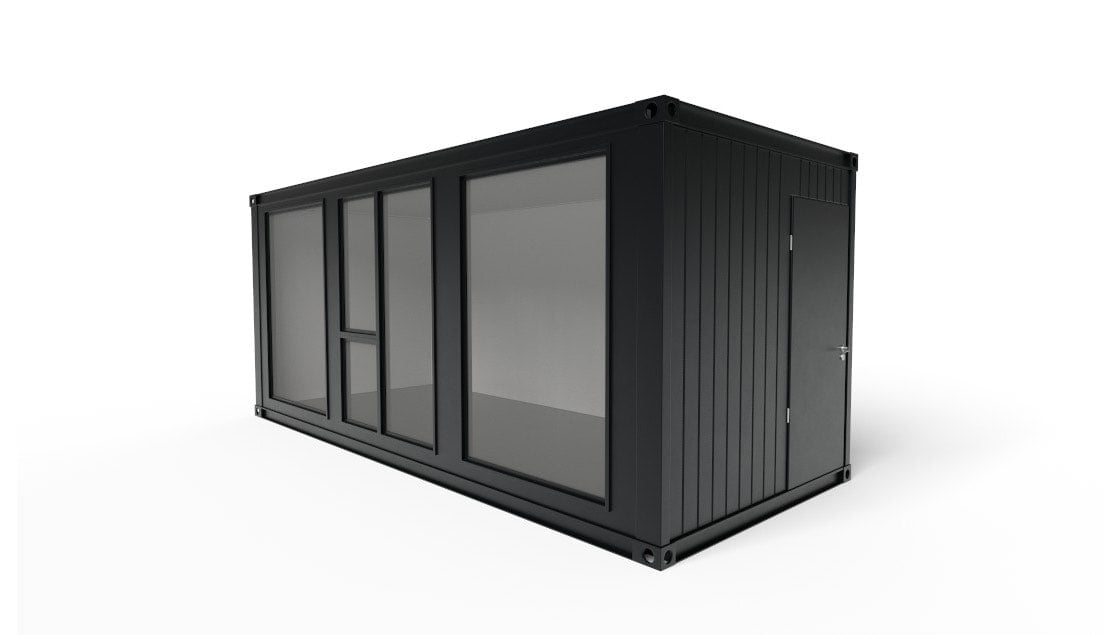 Lej eller køb en 20 fods kontorcontainer med glasfacade
